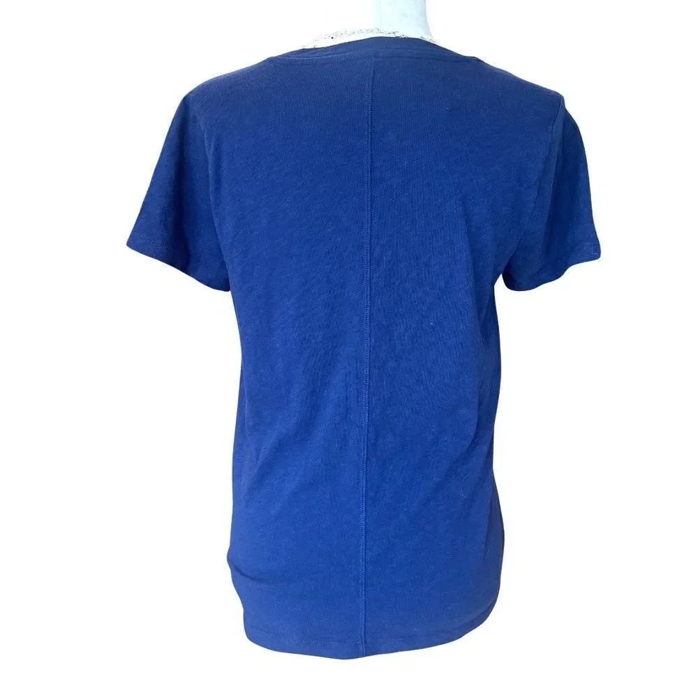 J. Crew Girlfriend Crew Neck Tee 100% Cotton Navy Blue Size Small